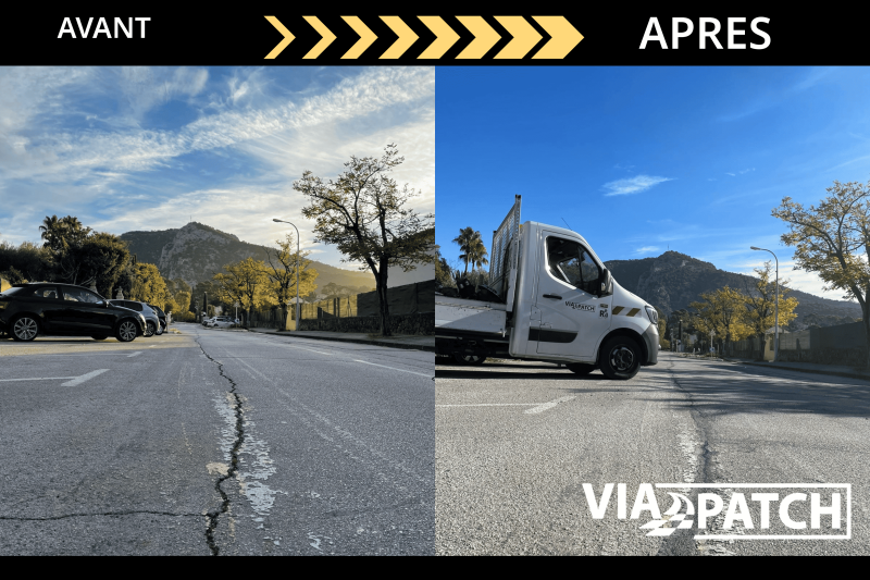 Avant après colmatage fissures avec fondoir