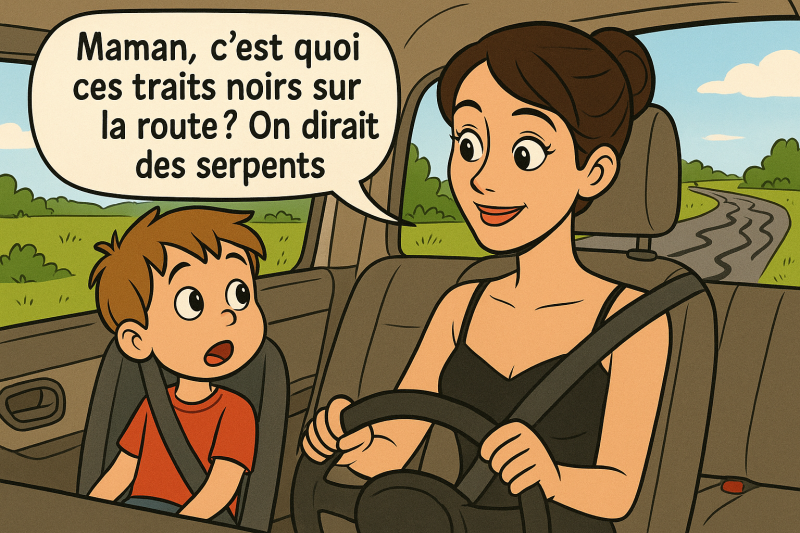 C'est quoi c'est traits noirs sur la route ?